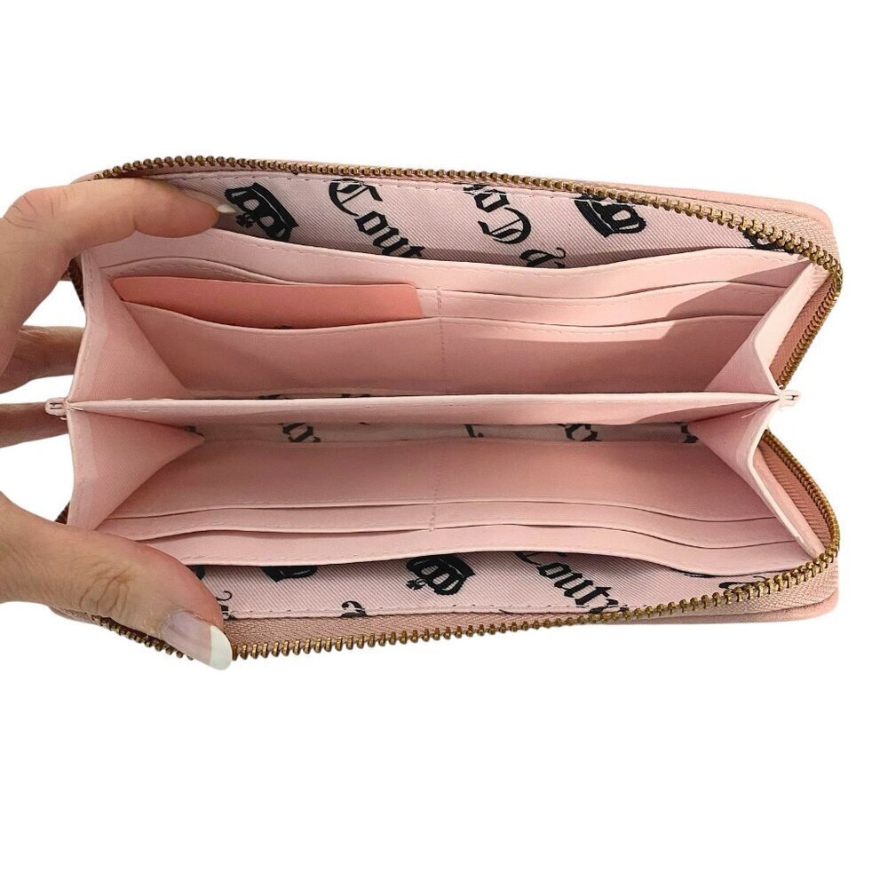 Juicy Couture Exclusive Romance Gusset Pink Dusty Blush Zip Around Wallet NWT - Picture 5 of 7